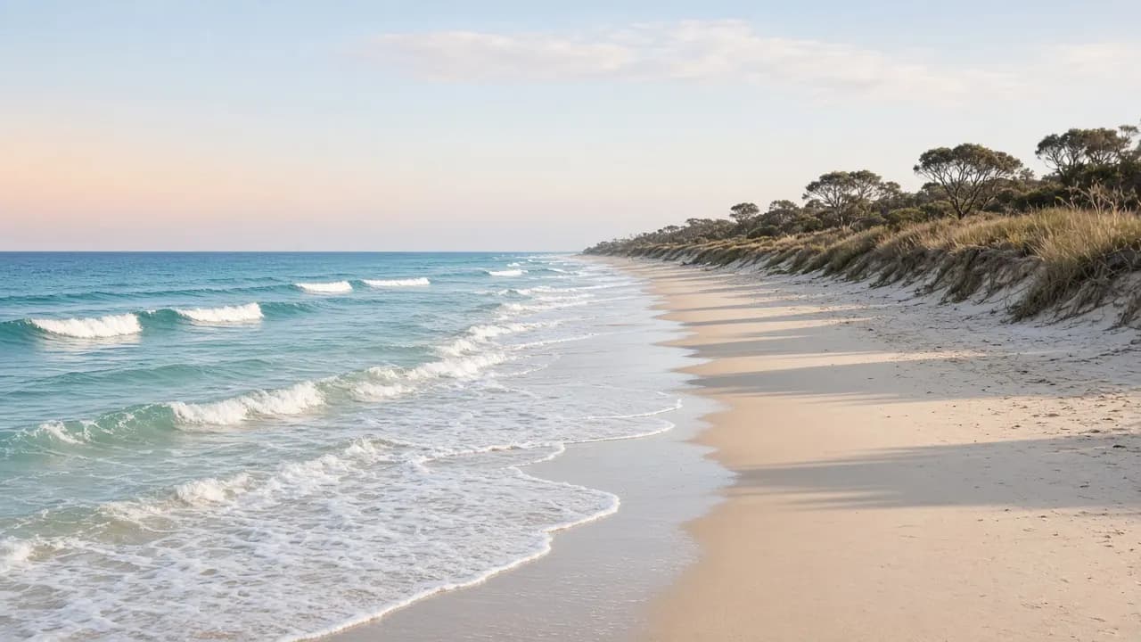 Woorim ocean beach and dunes on the eastern side of Bribie Island